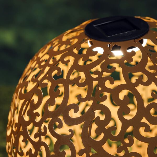 HI Lampe de jardin solaire &agrave; LED 28,5 cm M&eacute;tal Marron