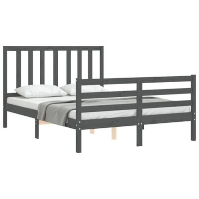 vidaXL Cadre de lit sans matelas gris bois de pin massif