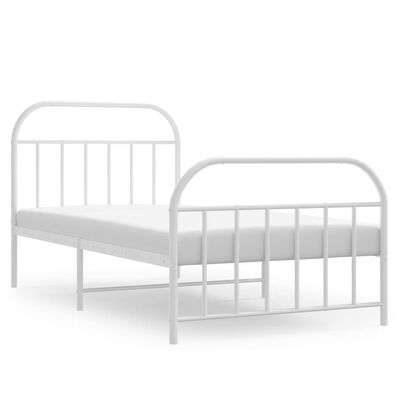 vidaXL Cadre de lit métal sans matelas et pied de lit blanc 100x190 cm