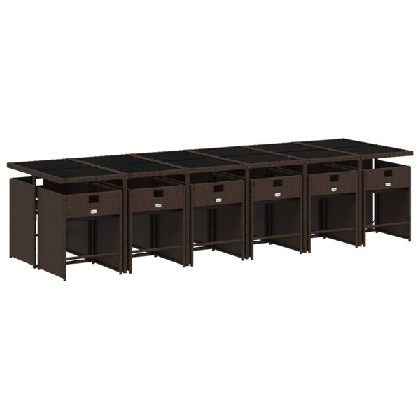 vidaXL Ensemble &agrave; manger de jardin avec coussins 13 pcs marron rotin