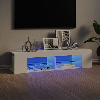 vidaXL Meuble TV avec lumières LED blanc brillant 135x39x30 cm