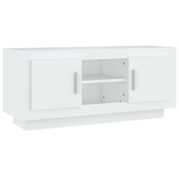 vidaXL Meuble TV blanc 102x35x45 cm bois d'ing&eacute;nierie