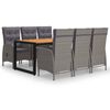 vidaXL Ensemble &agrave; manger de jardin 7 pcs Gris