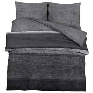 vidaXL Ensemble de housse de couette gris fonc&eacute; et noir 200x200 cm coton