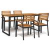 vidaXL Ensemble &agrave; manger de jardin 5 pcs bois d'acacia massif et m&eacute;tal