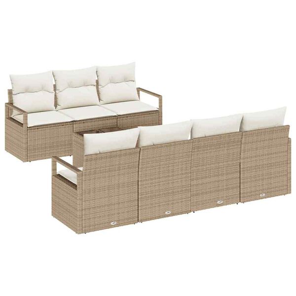 vidaXL Ensemble de canap&eacute; de jardin avec coussin 8 pcs Beige et cr&egrave;me