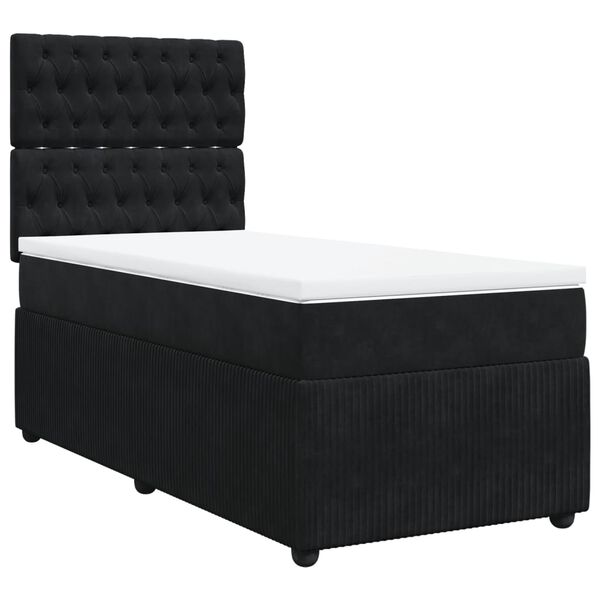 vidaXL Sommier &agrave; lattes de lit et matelas Noir 80x200 cm Velours