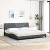 vidaXL Lit avec matelas gris fonc&eacute; 200x200 cm tissu