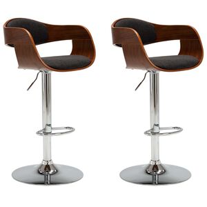 vidaXL Chaises de bar lot de 2 gris bois courb&eacute; et tissu