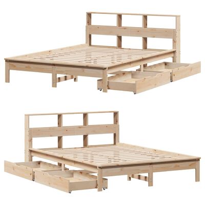 vidaXL Lit bibliothèque sans matelas 140x190 cm bois de pin massif