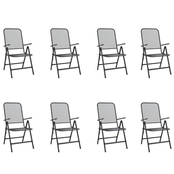 vidaXL Ensemble &agrave; manger de jardin 9 pcs anthracite m&eacute;tal maille