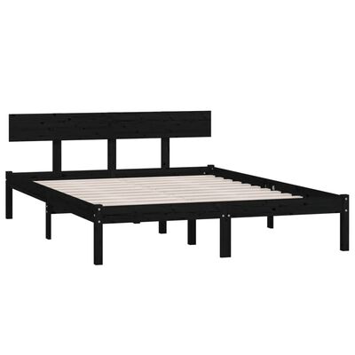 vidaXL Cadre de lit sans matelas noir bois de pin massif