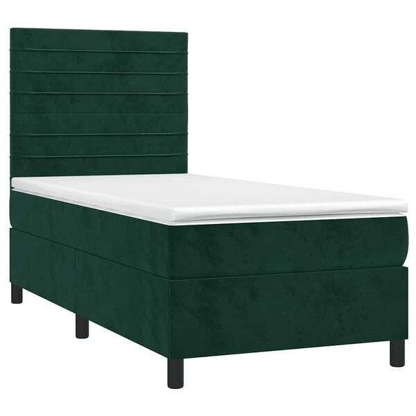 vidaXL Sommier &agrave; lattes de lit avec matelas LED Vert fonc&eacute; 100x200 cm