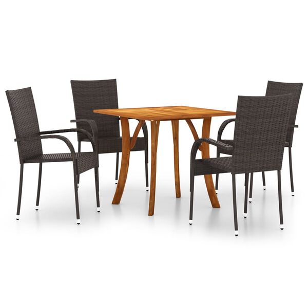 vidaXL Ensemble &agrave; manger de jardin 5 pcs Marron