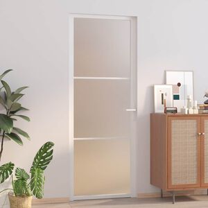 vidaXL Porte int&eacute;rieure 76x201,5 cm Blanc Verre mat et aluminium