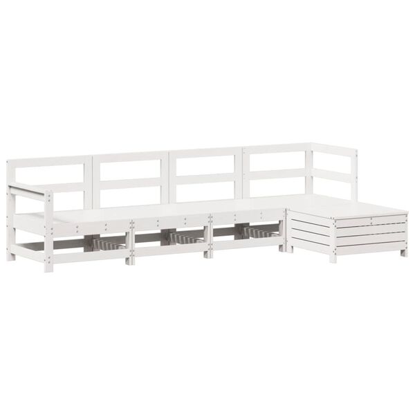 vidaXL Salon de jardin 5 pcs blanc bois massif de pin