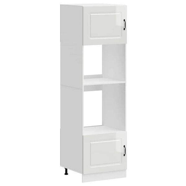 vidaXL Armoires de four 2 pi&egrave;ces "Kalmar" Bois d'ing&eacute;nierie blanc brillant