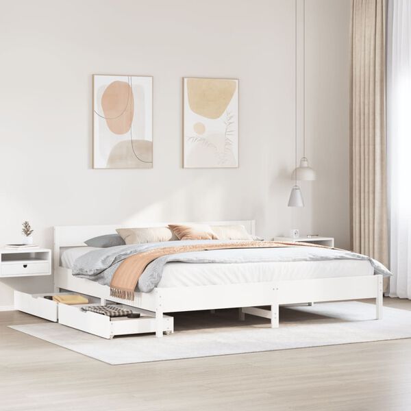 vidaXL Cadre de lit sans matelas blanc 160x200 cm bois de pin massif