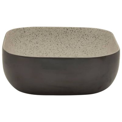 vidaXL Vasque à poser gris/noir rectangulaire 48x37,5x13,5cm céramique