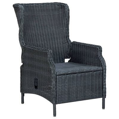 vidaXL Salon de jardin avec coussins 3 pcs résine tressée gris foncé