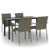 vidaXL Ensemble &agrave; manger de jardin coussins 5 pcs noir et gris