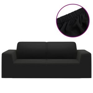 vidaXL Housse extensible de canap&eacute; 2 places Noir Jersey de polyester