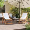 vidaXL Chaises de plage pliables lot de 2 blanc cr&egrave;me tissu