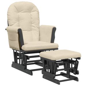 vidaXL Chaise ber&ccedil;ante avec repose-pied Blanc cr&egrave;me Tissu