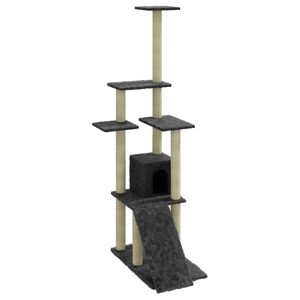 vidaXL Arbre &agrave; chat avec griffoirs en sisal Gris fonc&eacute; 155 cm