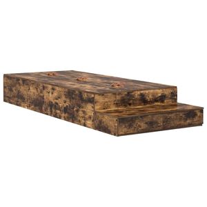 vidaXL Cadre de lit avec rangement Ch&ecirc;ne fum&eacute; 100 cm Bois d'ing&eacute;nierie