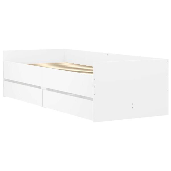 vidaXL Cadre de lit avec tiroirs sans matelas blanc 90x190 cm