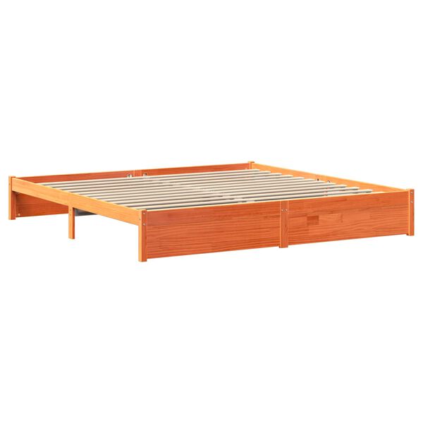 vidaXL Cadre de lit biblioth&egrave;que Cire marron 200 x 200 cm