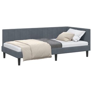 vidaXL Cadre de lit d'angle Gris fonc&eacute; 90 cm x 200 cm Velours