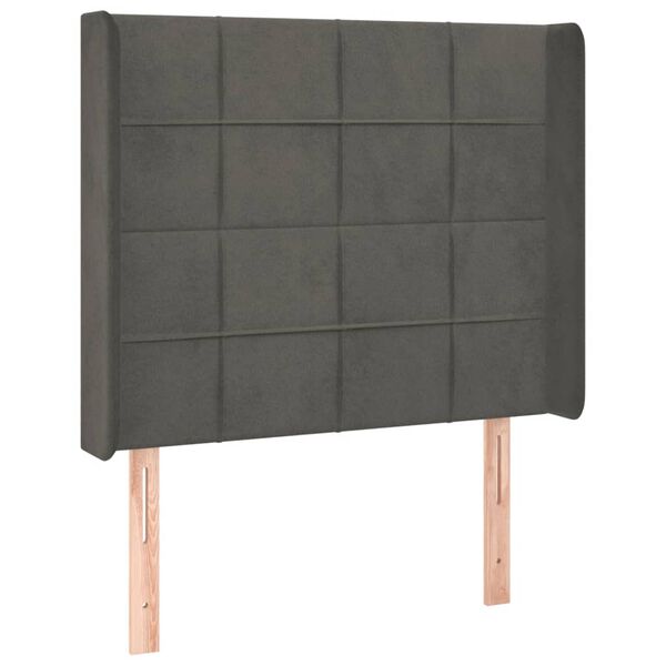 vidaXL Tête de lit à LED Gris foncé 103x16x118/128 cm Velours