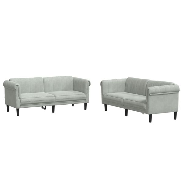 vidaXL Ensemble de canap&eacute;s 2 pcs gris clair velours
