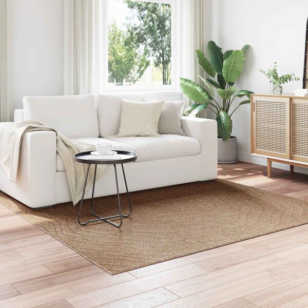 vidaXL Tapis de surface Carr&eacute; HUARTE Naturel 120 x 120 cm Polyester