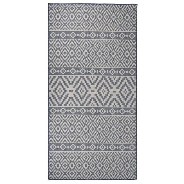 vidaXL Tapis &agrave; tissage plat d'ext&eacute;rieur 100x200 cm Rayures bleues