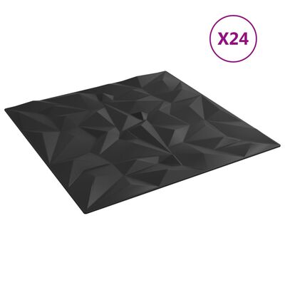 vidaXL Panneaux muraux 24 pcs noir 50x50 cm XPS 6 m² améthyste