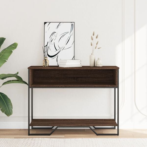 vidaXL Table console ch&ecirc;ne marron 100x35x74,5 cm bois d'ing&eacute;nierie
