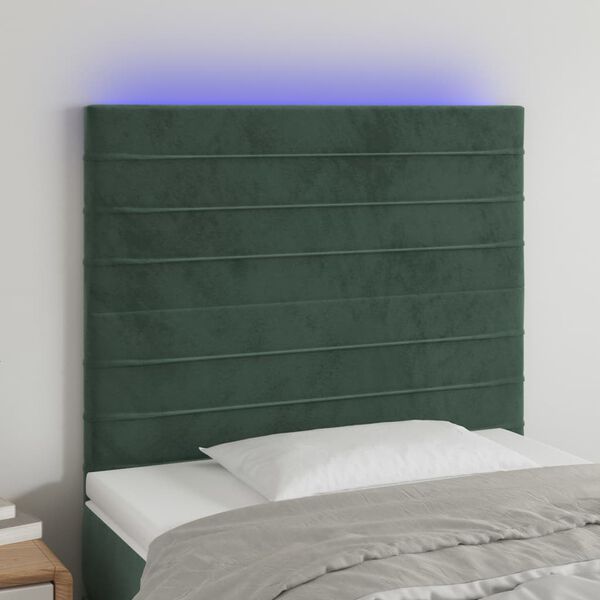 vidaXL T&ecirc;te de lit &agrave; LED Vert fonc&eacute; 100x5x118/128 cm Velours