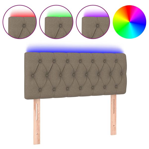 vidaXL T&ecirc;te de lit &agrave; LED Taupe 100x7x78/88 cm Tissu