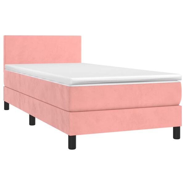 vidaXL Sommier &agrave; lattes de lit avec matelas LED Rose 100x200cm Velours