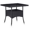 vidaXL Table &agrave; d&icirc;ner d'ext&eacute;rieur Noir R&eacute;sine tress&eacute;e et verre