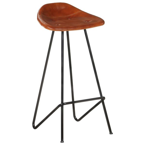 vidaXL Tabourets de bar lot de 4 marron cuir v&eacute;ritable