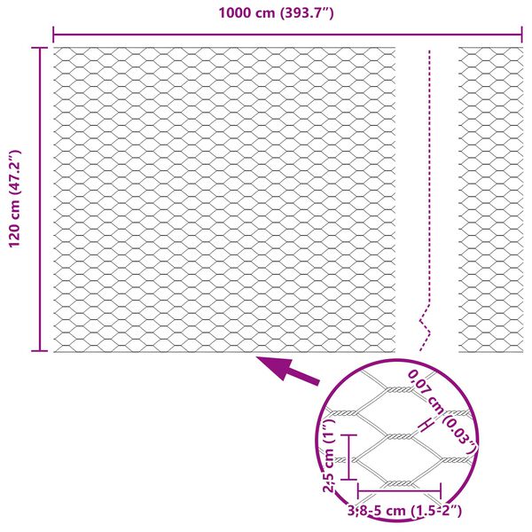 vidaXL Cl&ocirc;ture hexagonale Vert 1,2 x 10 m PVC