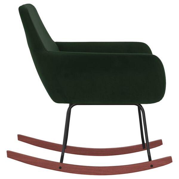 vidaXL Chaise &agrave; bascule Vert fonc&eacute; Velours
