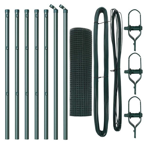 vidaXL Cl&ocirc;ture avec poteaux Vert 0.8 x 10 m Acier