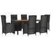 vidaXL Ensemble &agrave; manger de jardin coussins 7pcs Noir R&eacute;sine tress&eacute;e