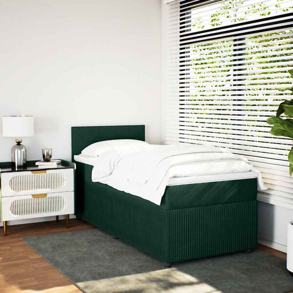 vidaXL Sommier &agrave; lattes de lit avec matelas Vert fonc&eacute; 90x200 cm