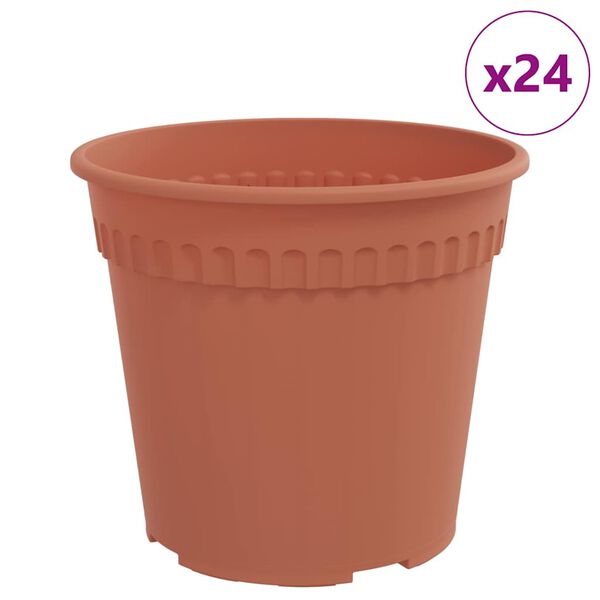 vidaXL Pot &agrave; fleurs rond 24 pcs Rouge brique &Oslash; 19 x 16 cm Plastique